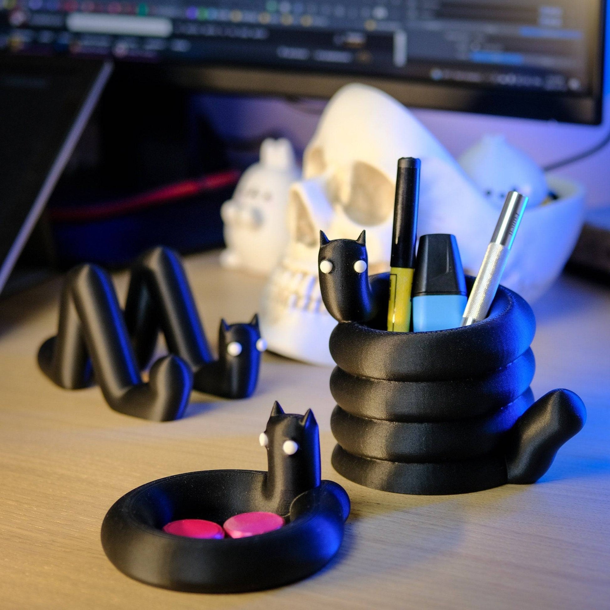 Goth Cat Desk Set - Xeon Crafts