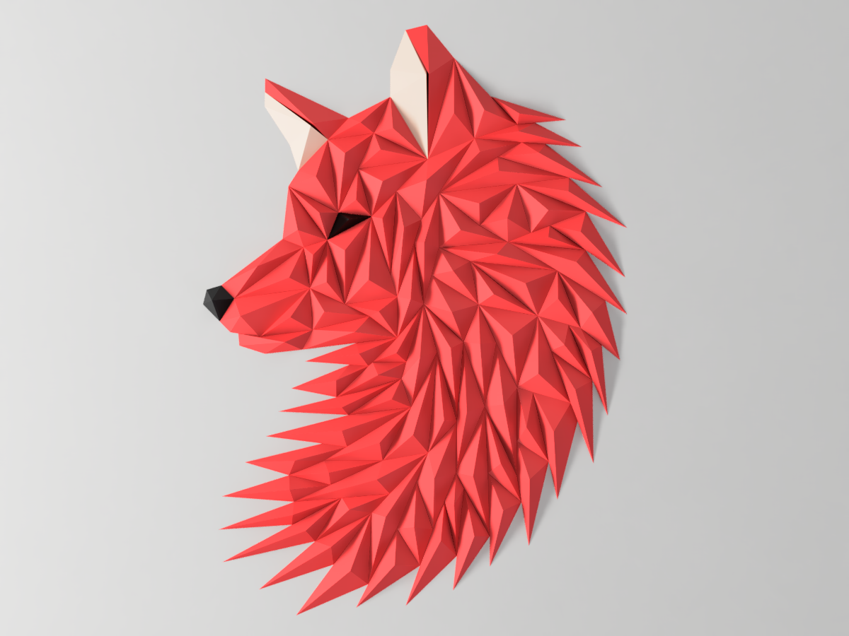 Geometric Wolf (Fox) Head Wall Decoration