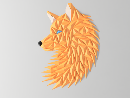 Geometric Wolf (Fox) Head Wall Decoration