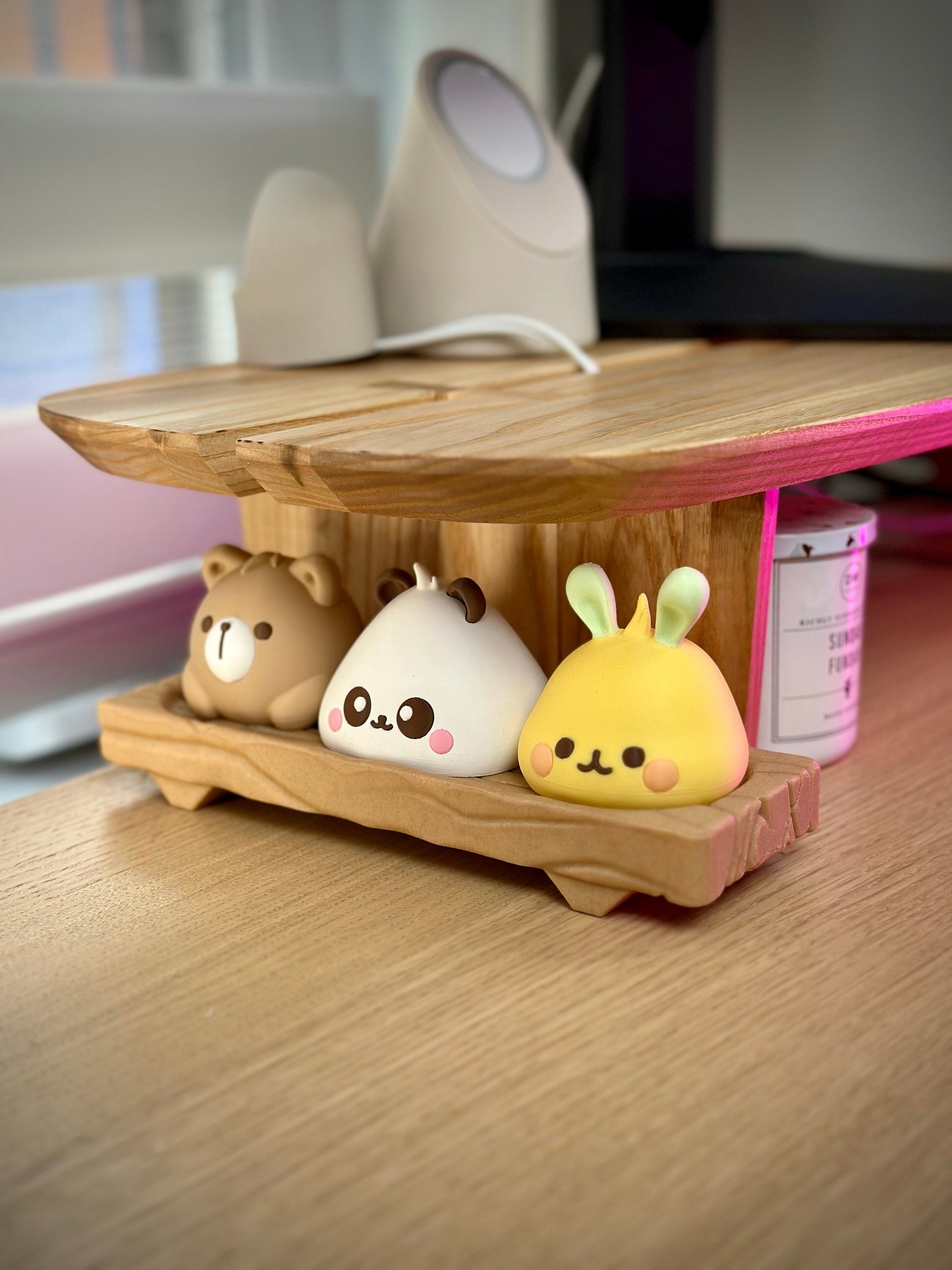 Kawaii Animal Bao on a Wooden Block