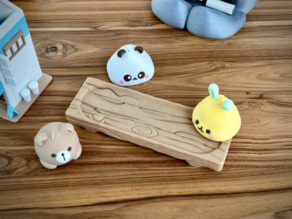 Kawaii Animal Bao on a Wooden Block