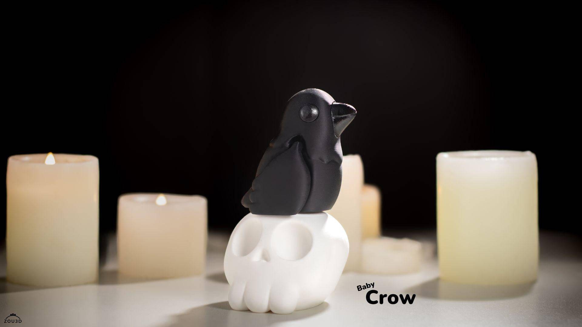 Baby Crow & Skull Keychain / Model