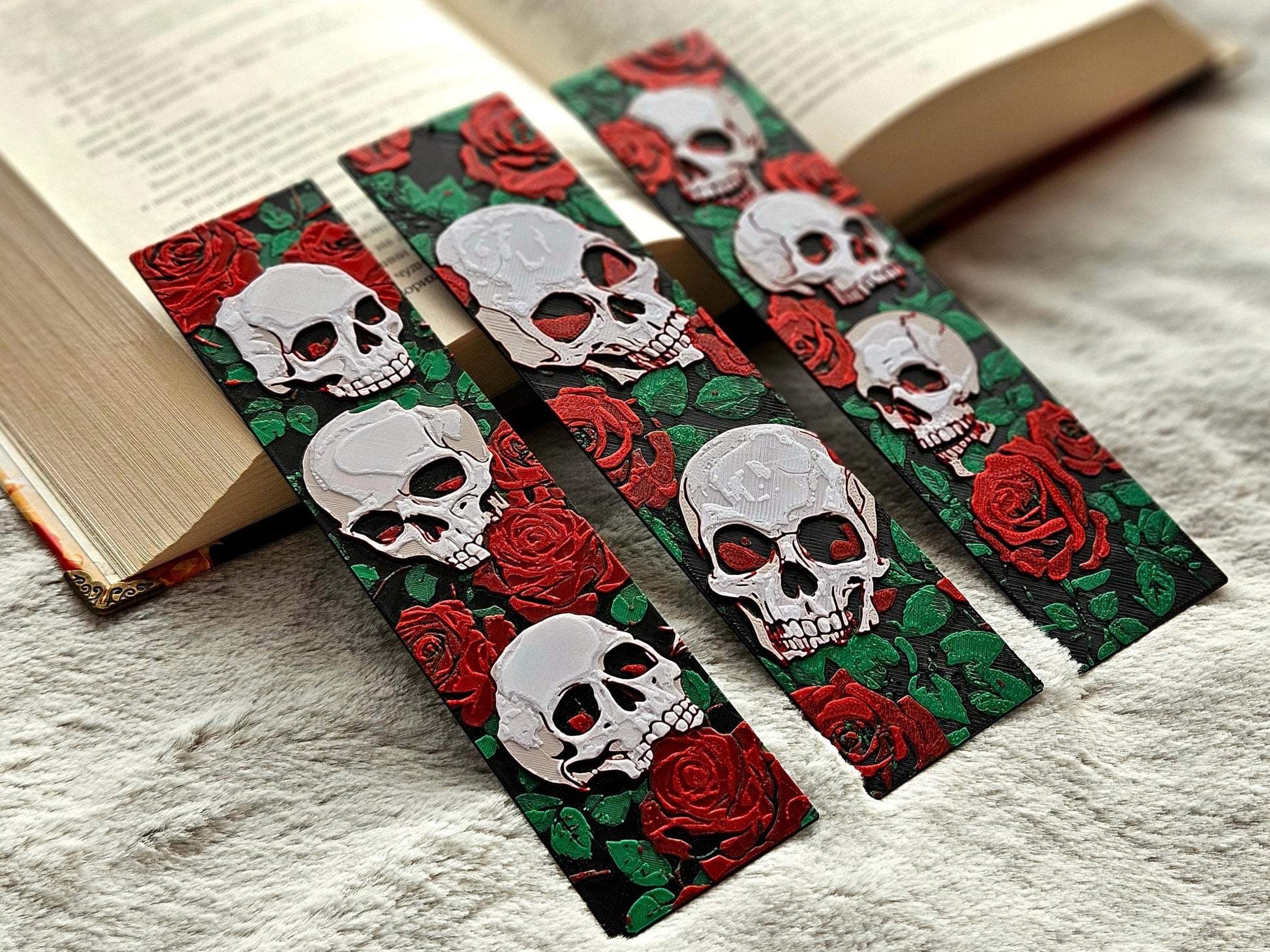 Skulls and Roses Bookmark Set