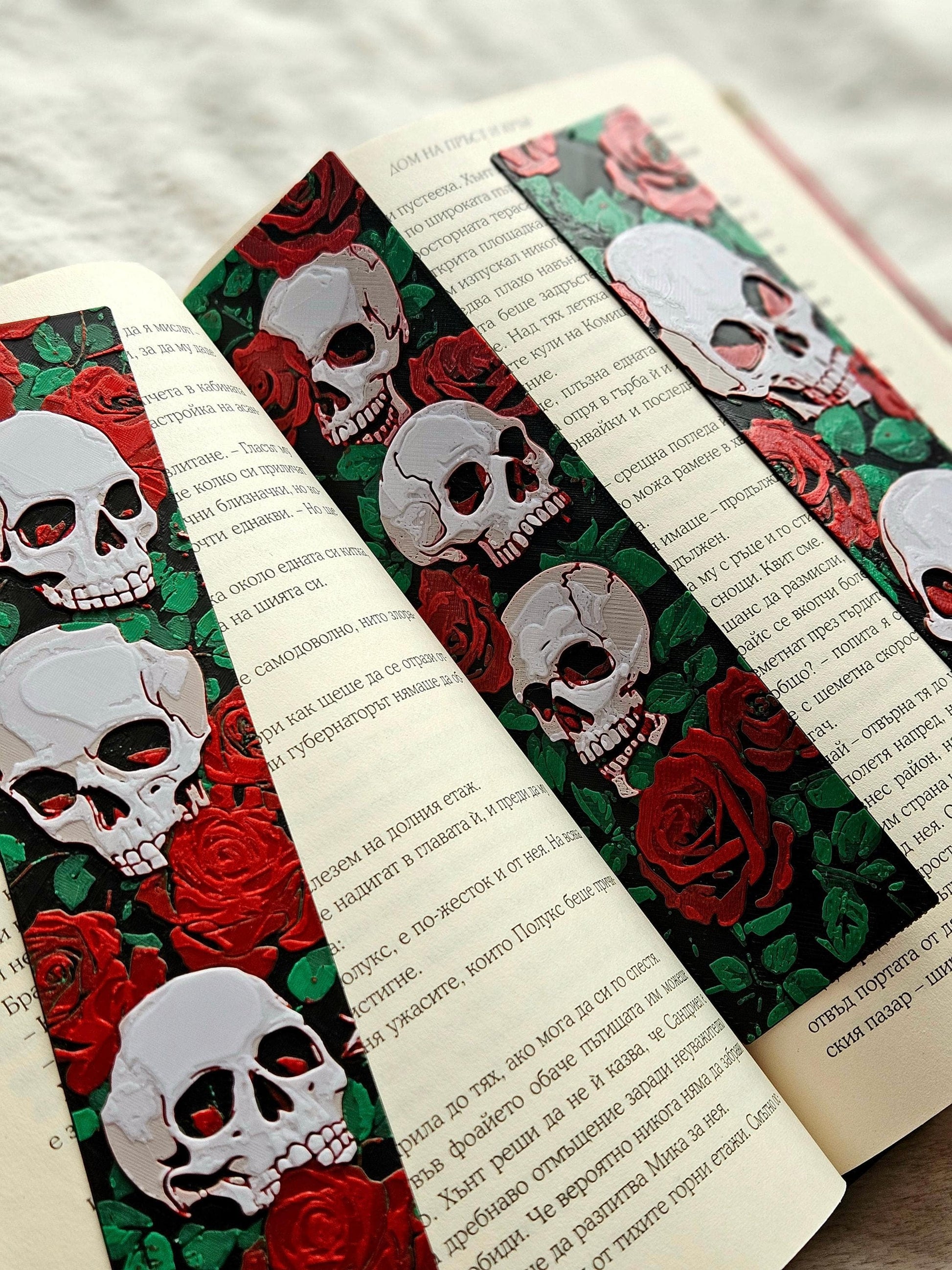 Skulls and Roses Bookmark Set