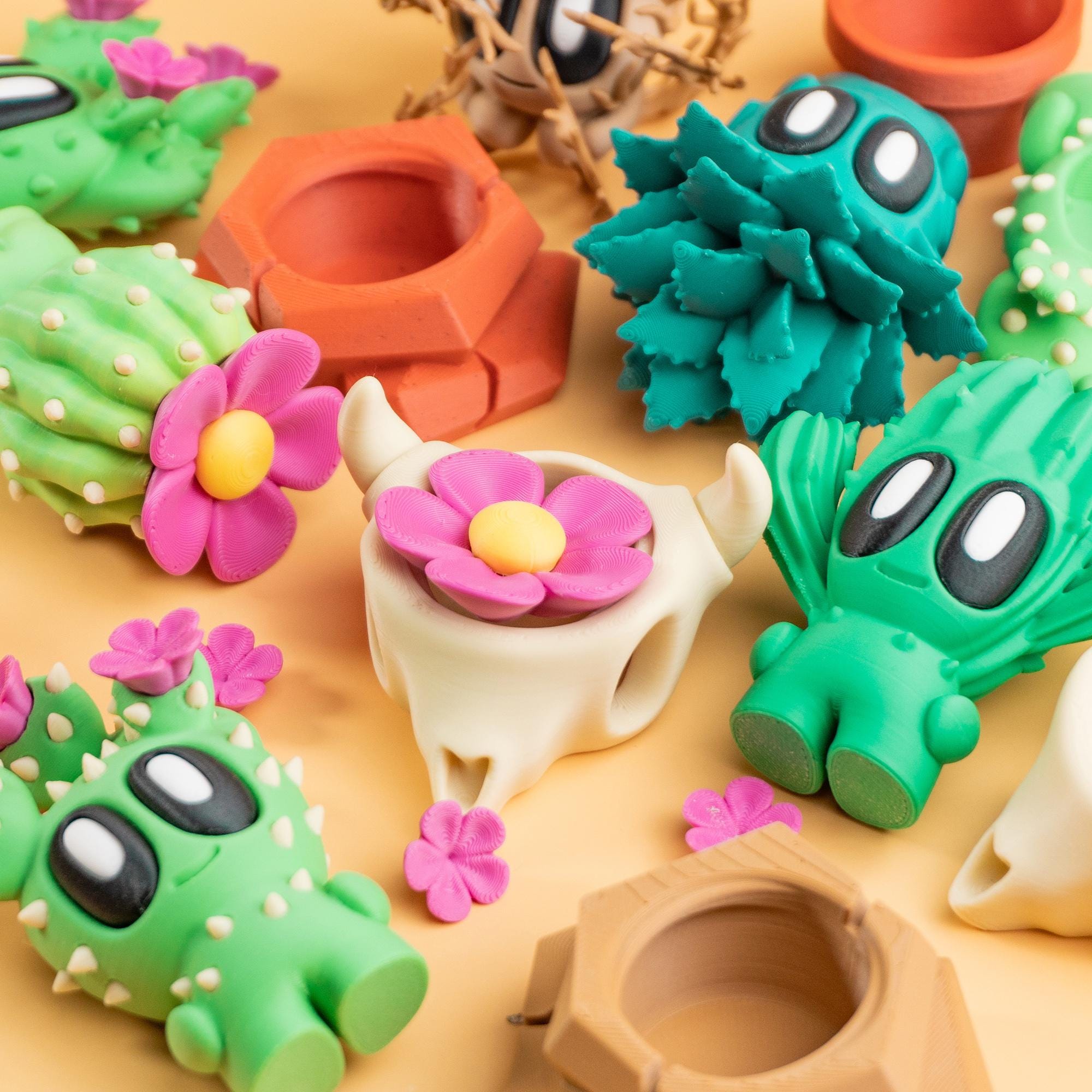 Blob Desert Plant Collectables | Mini Cactus Desk Companion, Plant Decor