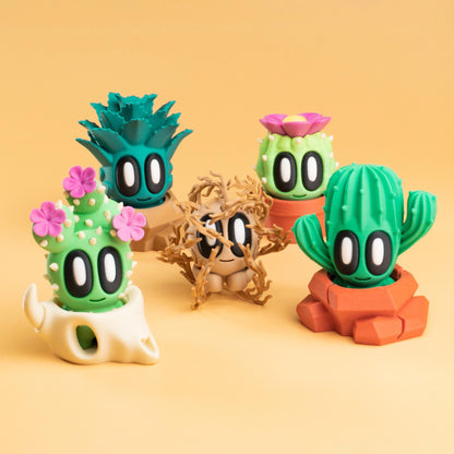 Blob Desert Plant Collectables | Mini Cactus Desk Companion, Plant Decor