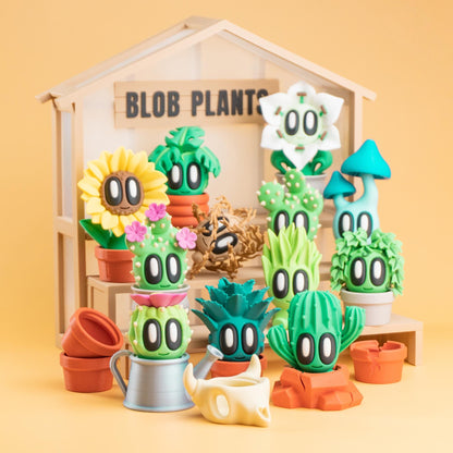 Blob Desert Plant Collectables | Mini Cactus Desk Companion, Plant Decor